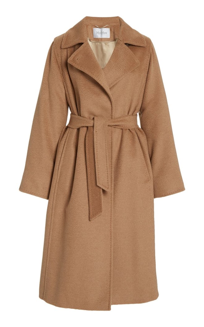 Manuela Belted Camel Wool Trench Coat