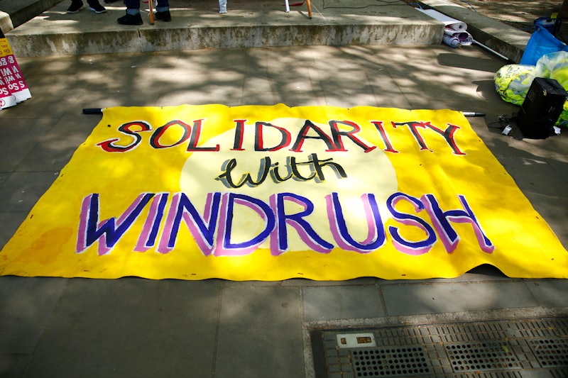 Windrush protest sign