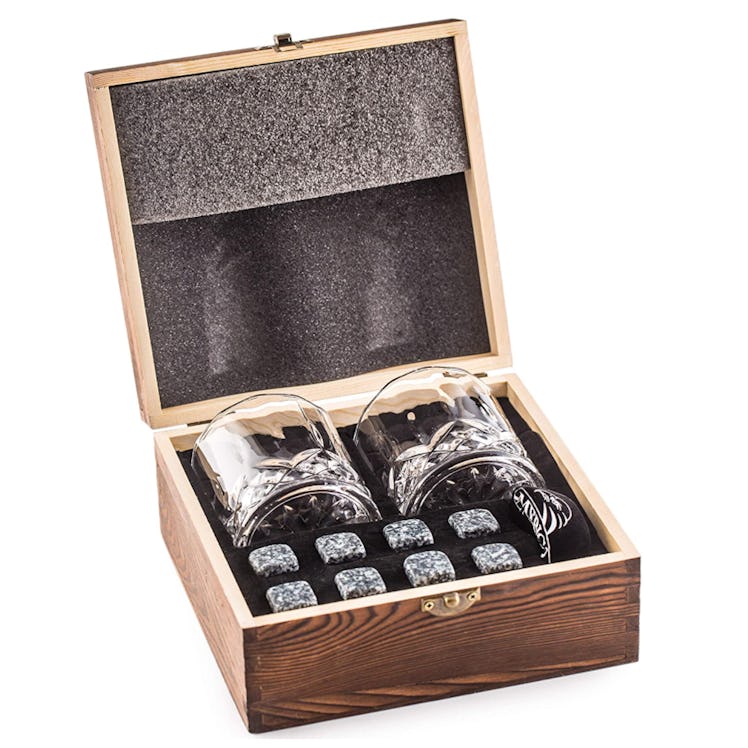 Whiskey Glasses and Stones Gift Set