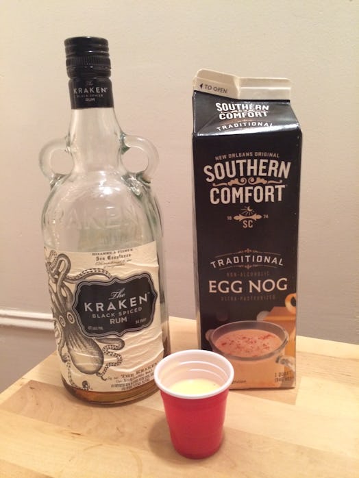 Eggnog and Kraken Spiced Rum paired well together.