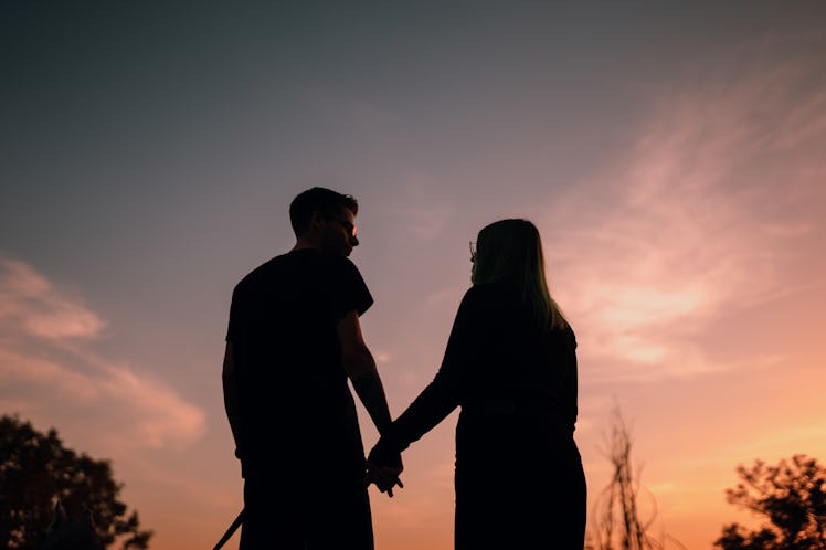 Silhouette of a couple at sunset
