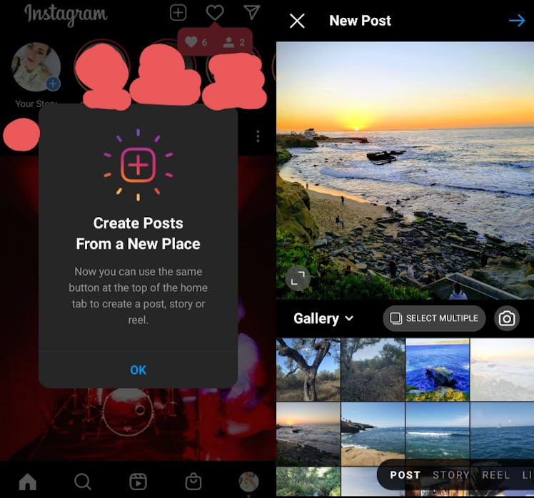 Here's how to post with Instagram's new update, because it's in a different spot.