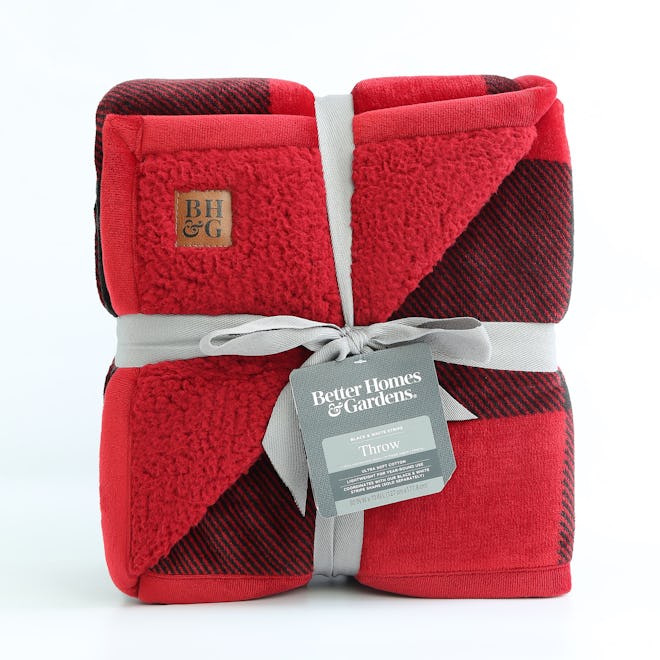 Better Homes & Gardens Oversized Sherpa Throw - Red Buffalo Plaid