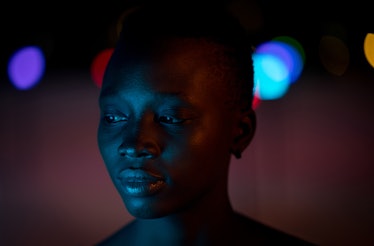 Black girl posing at night