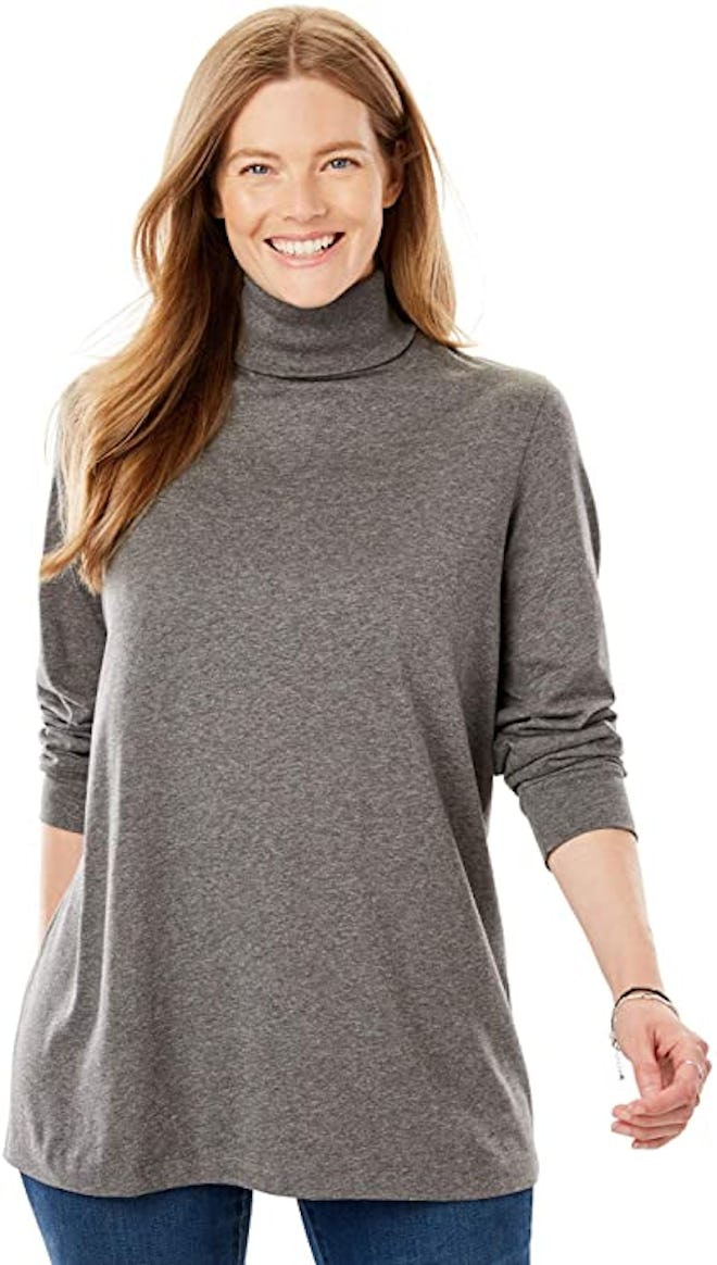 Woman Within Plus Size Perfect Long-Sleeve Turtleneck
