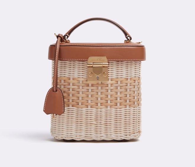 Benchley Rattan & Leather Top Handle Bag
