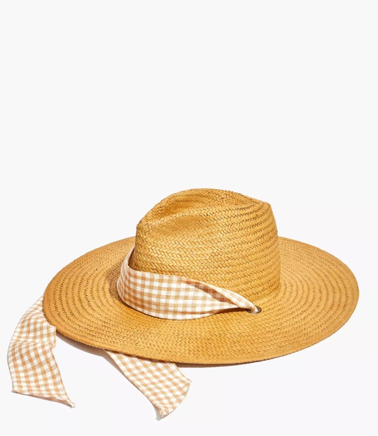 Gingham Tie Straw Hat