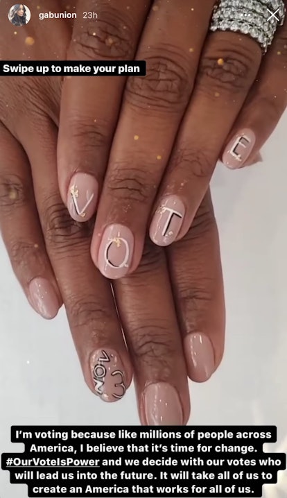 Gabrielle Union is one of the many celebrities rocking "vote nails" ahead of Election Day