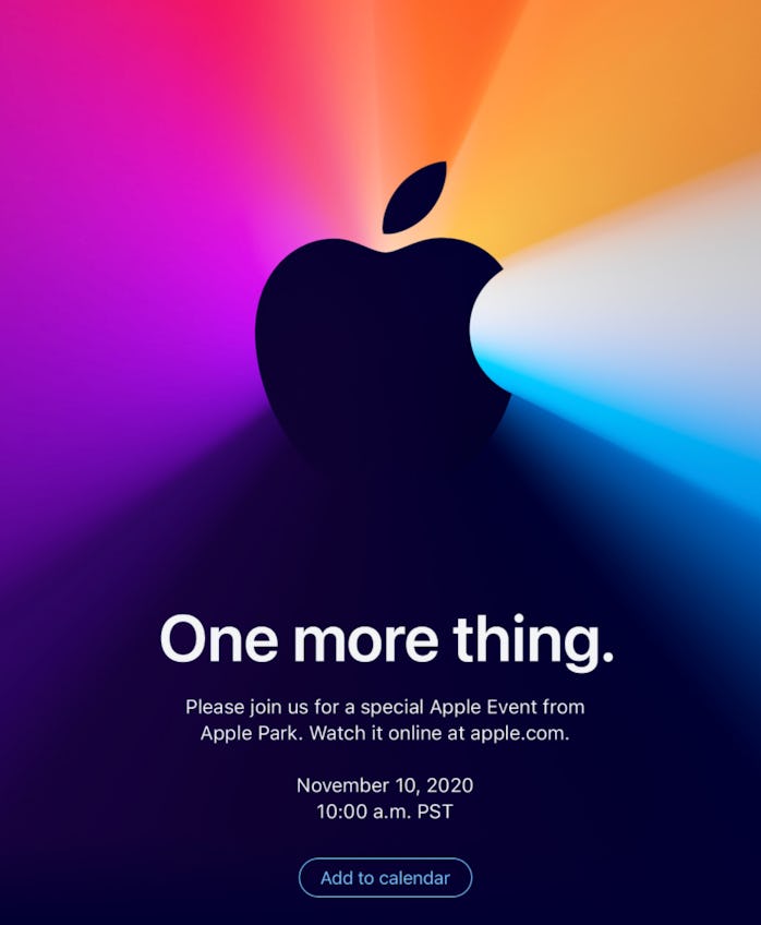 Apple "One More Thing" Apple Silicon Mac event invitation