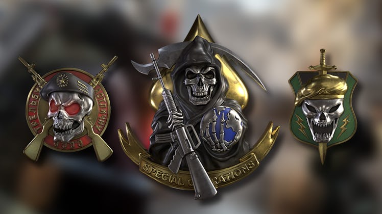 'Black Ops Cold War' unique badges players can earn through the titles Prestige system.