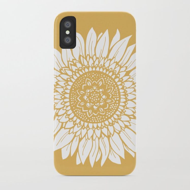 Yellow Sunflower Drawing iPhone Case