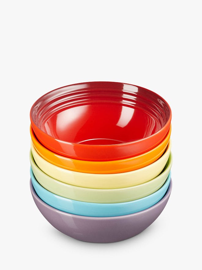 Le Creuset Stoneware Rainbow Cereal Bowls, Set of 6,