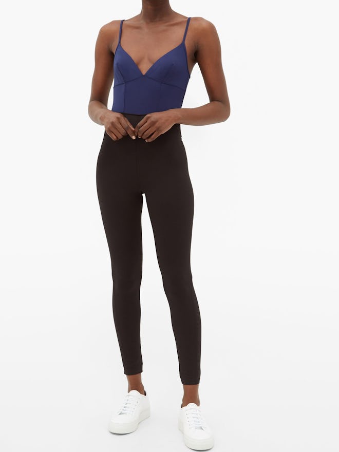 Ilona V-Neck Darted-Bodice Jersey Jumpsuit