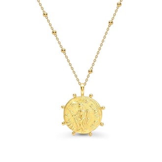 lucy williams gold beaded coin necklace