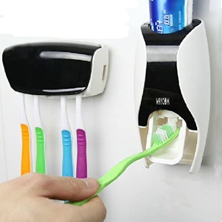 WAYCOM Toothbrush Holder & Toothpaste Dispenser Set