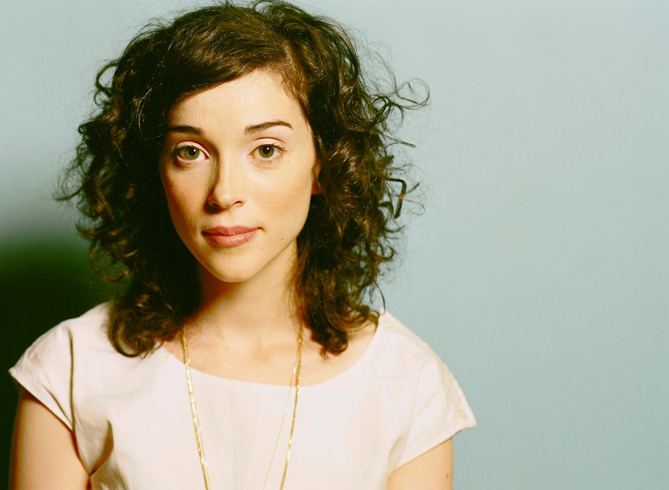 St. Vincent sits against a sky blue backdrop