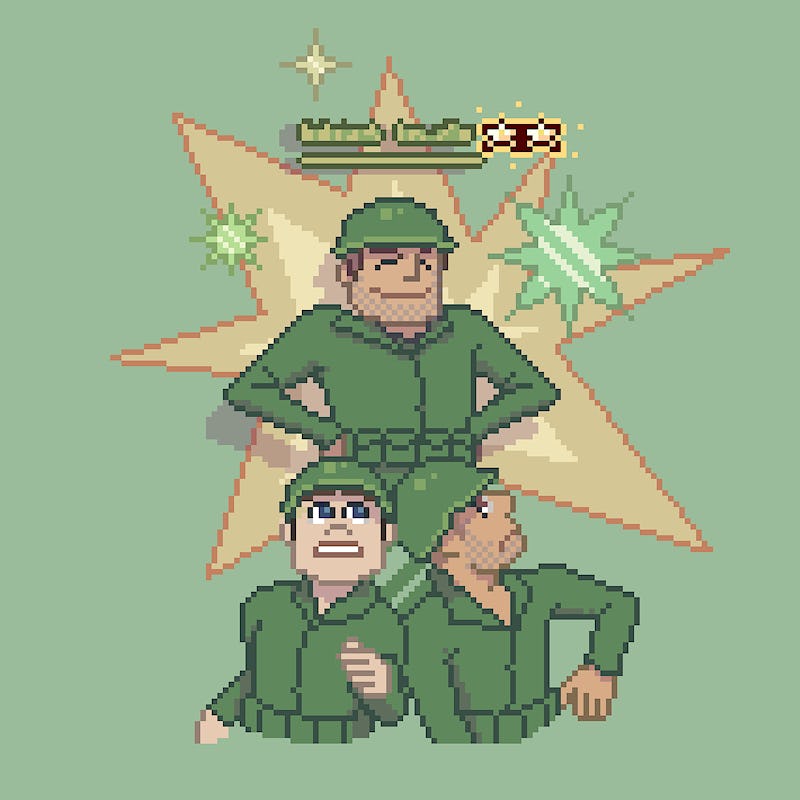 A game character design with three soldiers in uniforms