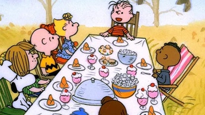 Lunch scene in "A Charlie Brown Thanksgiving" movie