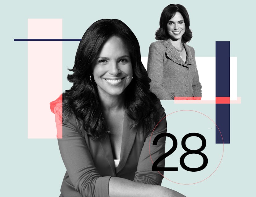 Soledad O'Brien sitting in a business suit at 28