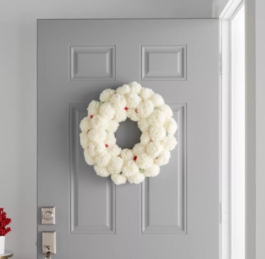 19" Artificial Cream Pom Wreath White - Opalhouse™