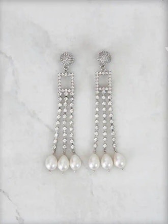 Rhinestone and Pearl Earrings