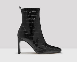  Marcelle Black Croc Leather Boots