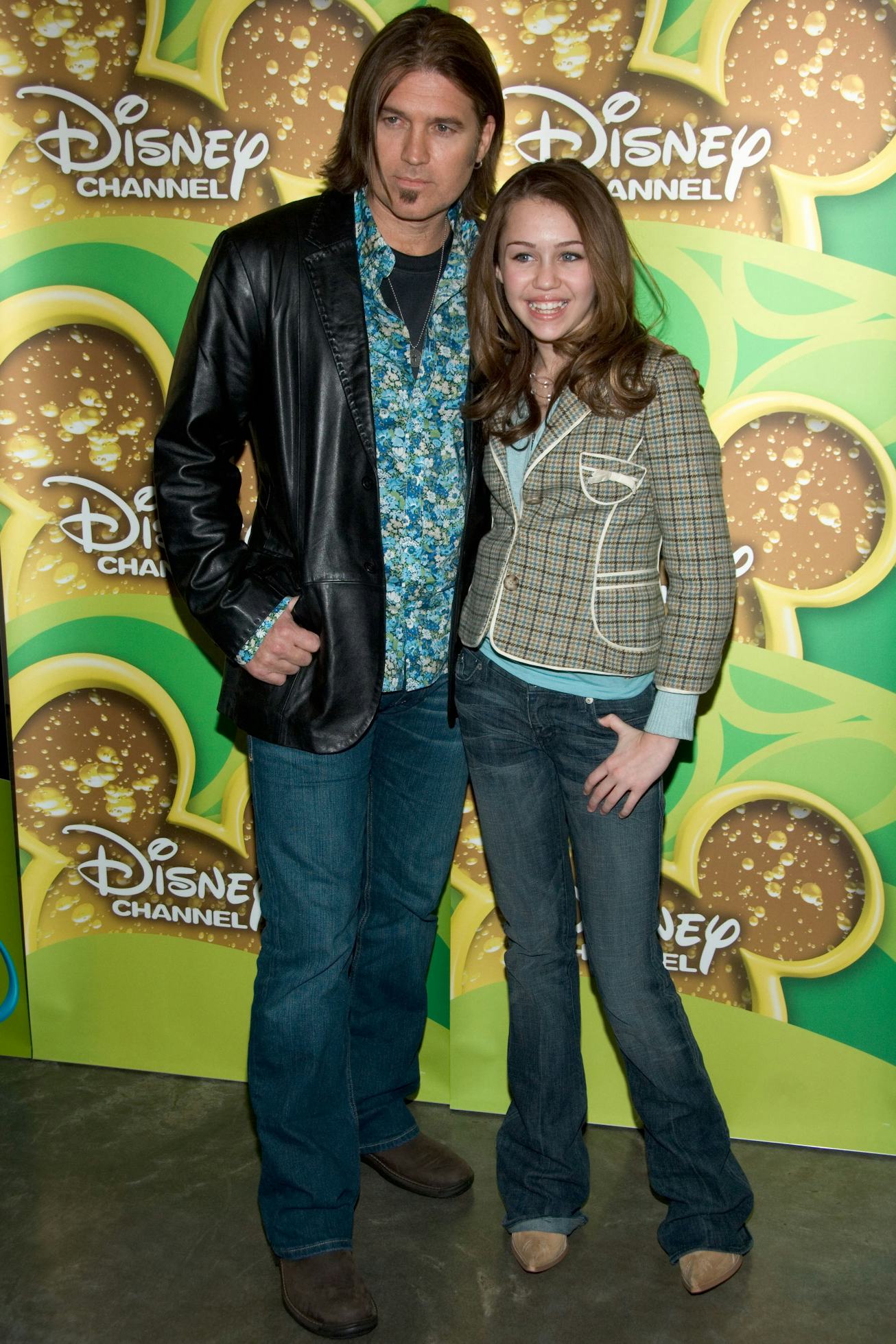 Miley Cyrus and Billy Ray Cyrus at the 2006 Disney Winter Upfront