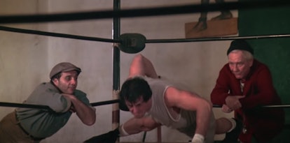 Rocky Balboa doing push ups in Rocky movie