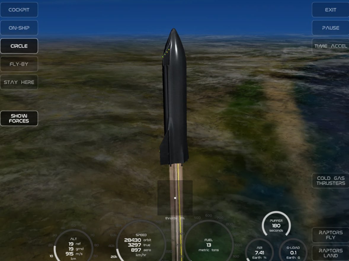Try flying the SpaceX Starship rocket with this new iOS flight simulator