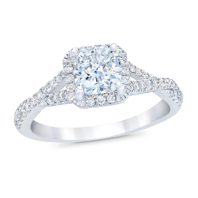 Royal Asscher Elizabeth Diamond Engagement Ring 1 ct tw Cushion-cut 14K White Gold