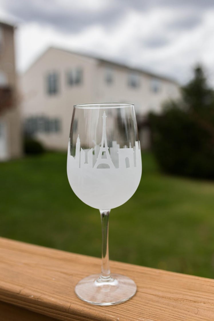 Paris Skyline Wine Glass & Stemless Wine Glass 