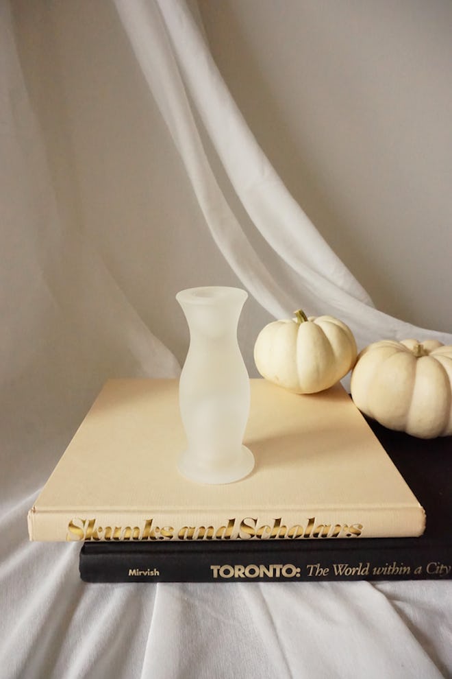 Tall frosted candle stick holder