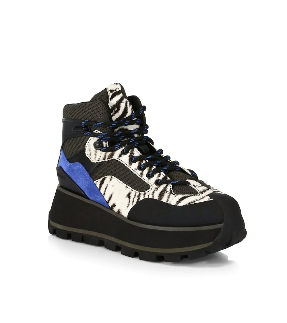 Sonic Leopard-Print Calf-Hair Hiking Boots