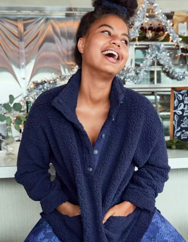 Aerie Cloud Sherpa Oversized Button Pullover