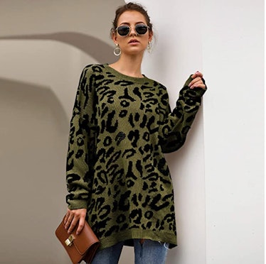 ECOWISH Leopard Print Sweater