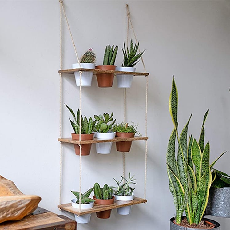 Kimisty Three-Tiered Hanging Planter Shelf With Pots