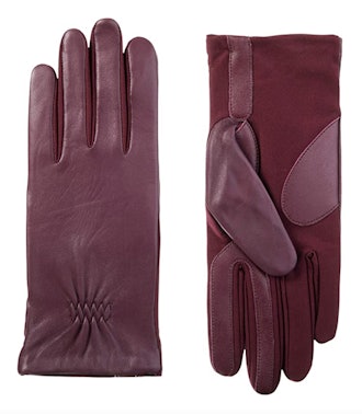 isotoner Stretch Leather Gloves with Fleece Lining