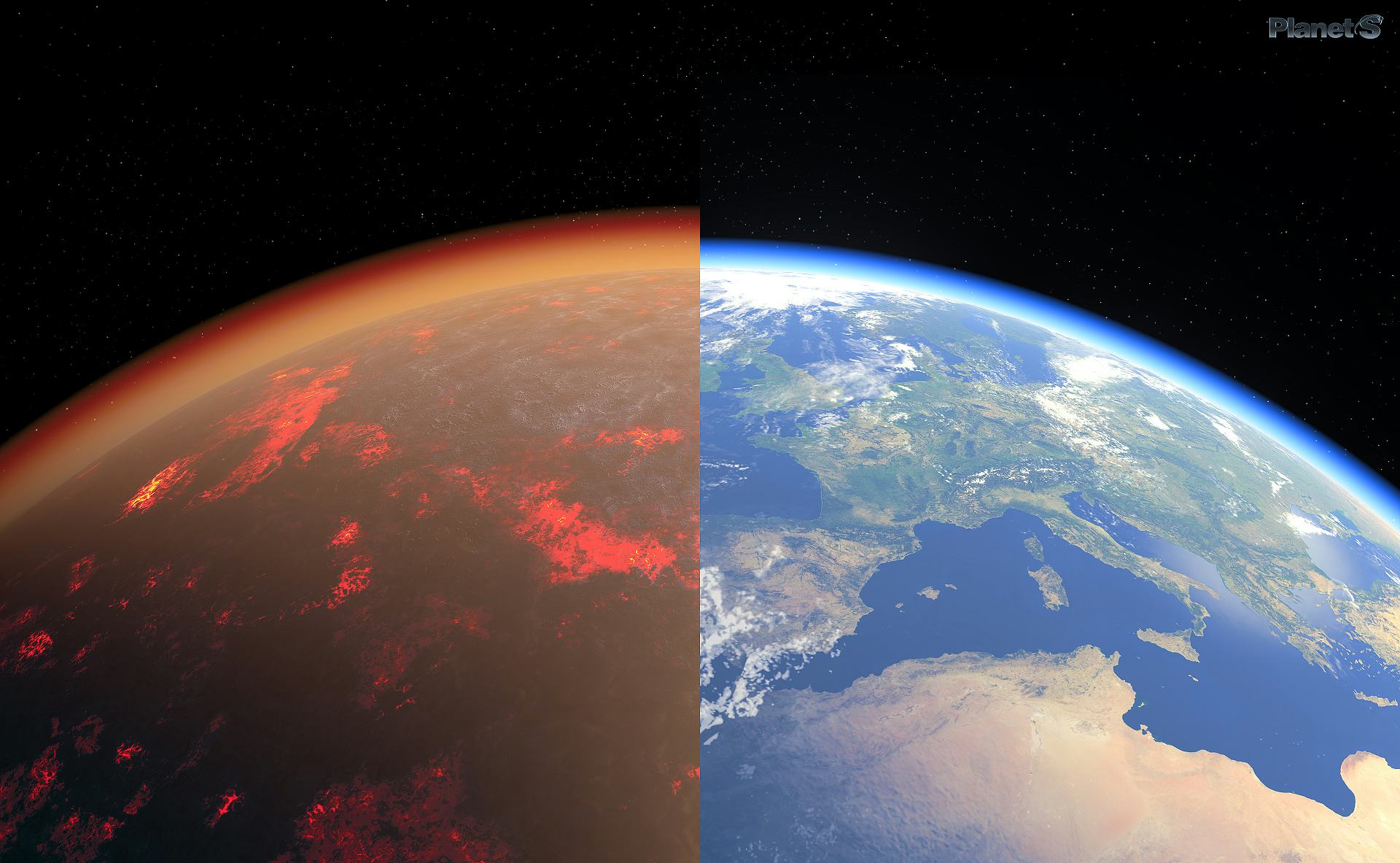 Earth now and with a magma ocean