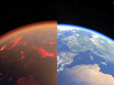 Earth now and with a magma ocean