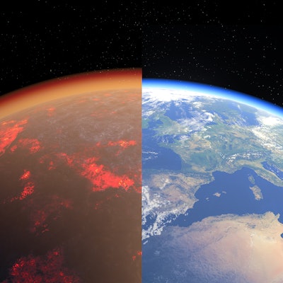 Earth now and with a magma ocean