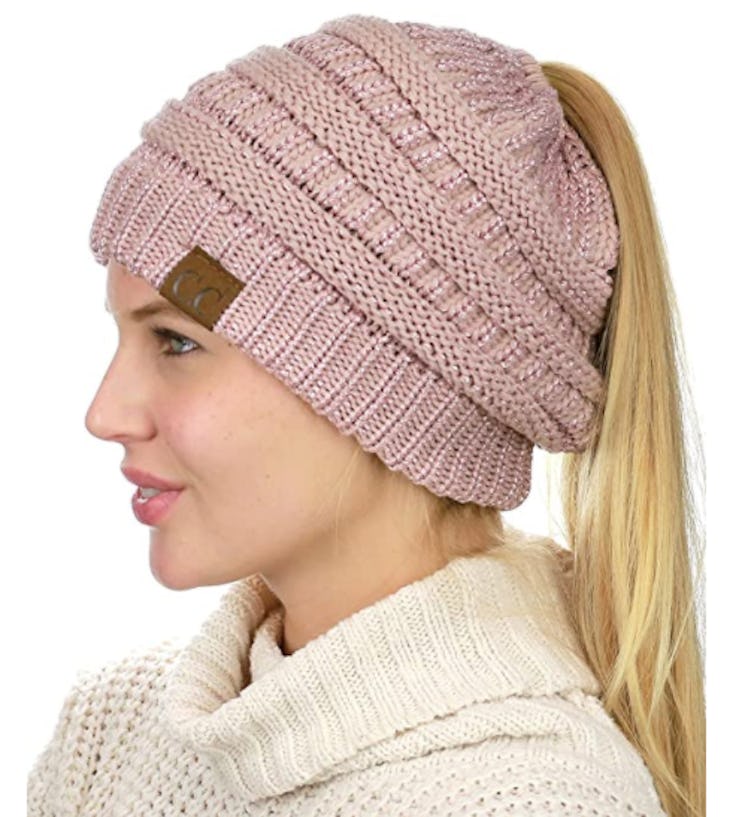 C.C Knit Ponytail Beanie