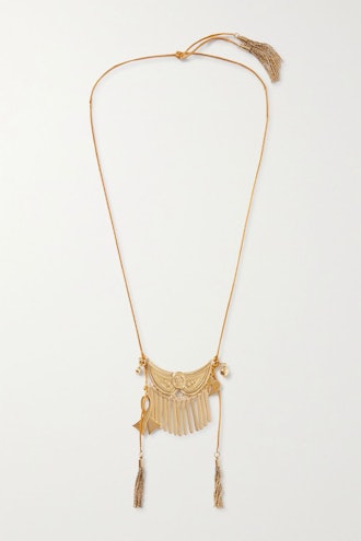 Tasseled gold-tone necklace