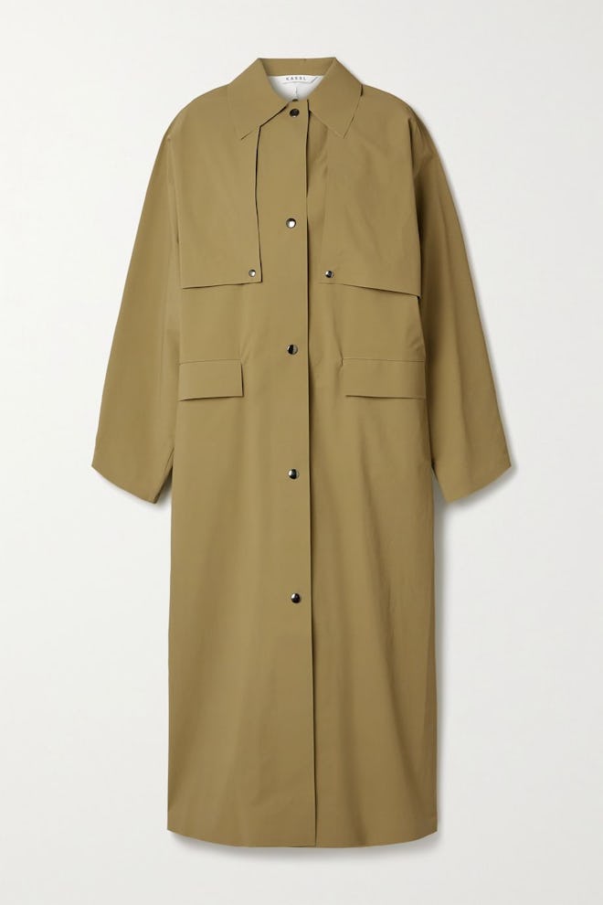 Reversible convertible cotton-blend trench coat
