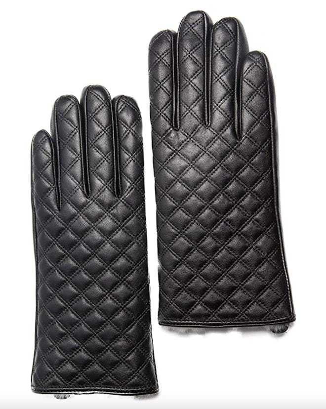 CANDOR AND CLASS Rabbit Fur-Lined Leather Gloves