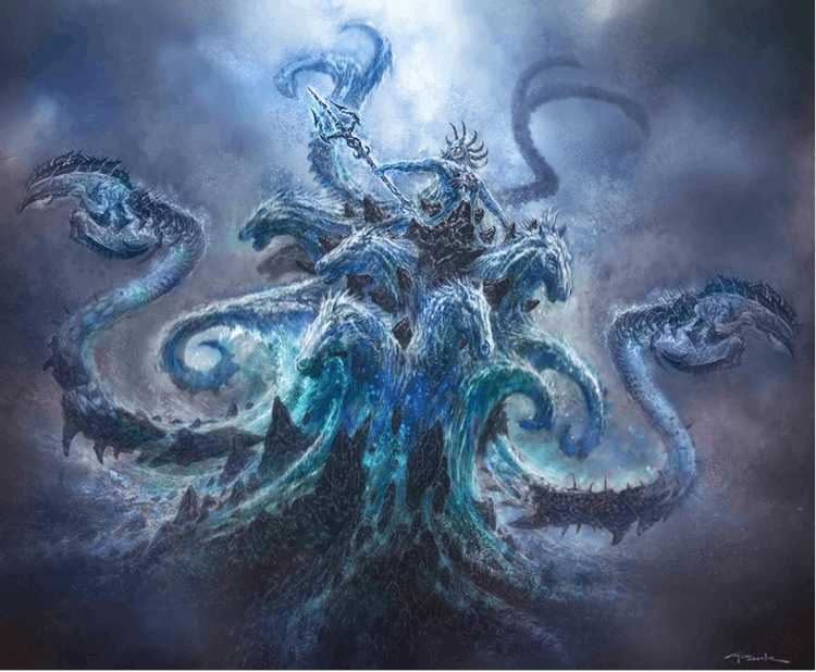 'God of War III' concept art showing Poseidon’s final form by Andy Park.