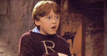 Rupert Grint as Ron Weasley with his Christmas sweater gift in 'Harry Potter and the Sorcerer's Ston...