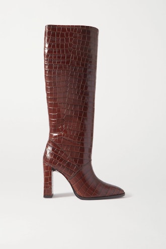 Camilla croc-effect leather knee boots