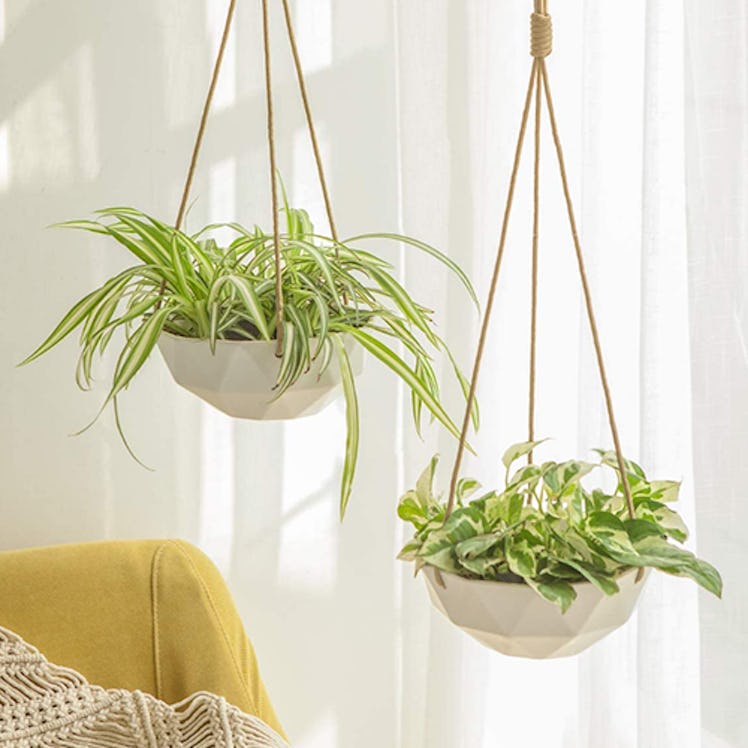 Mkono 9-Inch Ceramic Hanging Planter (2 Pieces)