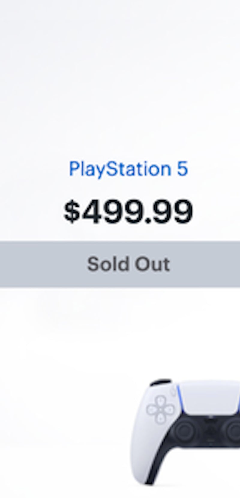 PlayStation 5 Sold Out Image