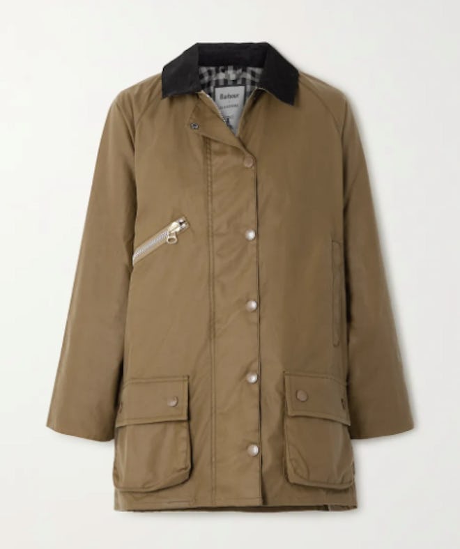 Edith Corduroy-Trimmed Waxed-Cotton Jacket